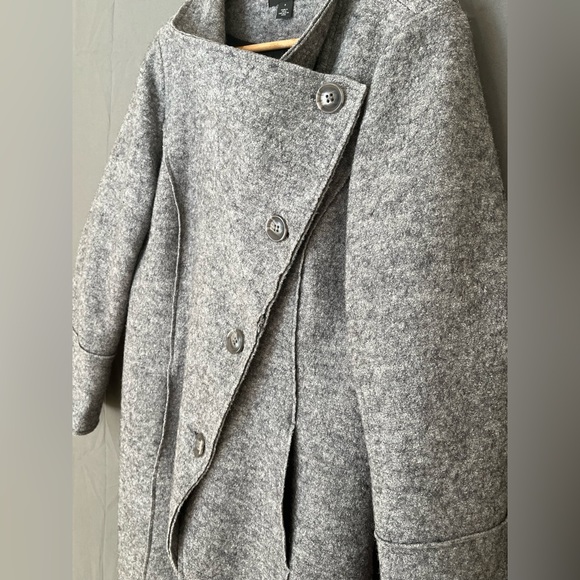 Halogen Women's Grey Wool Asymmetric Peacoat Jacket - Picture 2 of 7